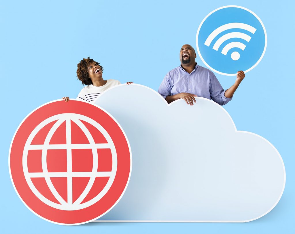 Happy people with cloud and technology by Rawpixel